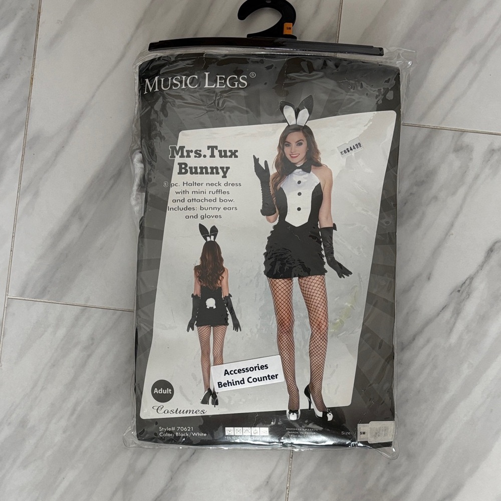 Halloween. Music Legs Black and White Tuxedo Bunny Outfit